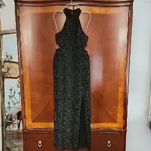 Elegant Black Sleeveless Evening Dress, Size 4-6